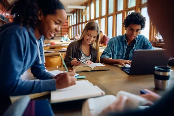 Students studying together